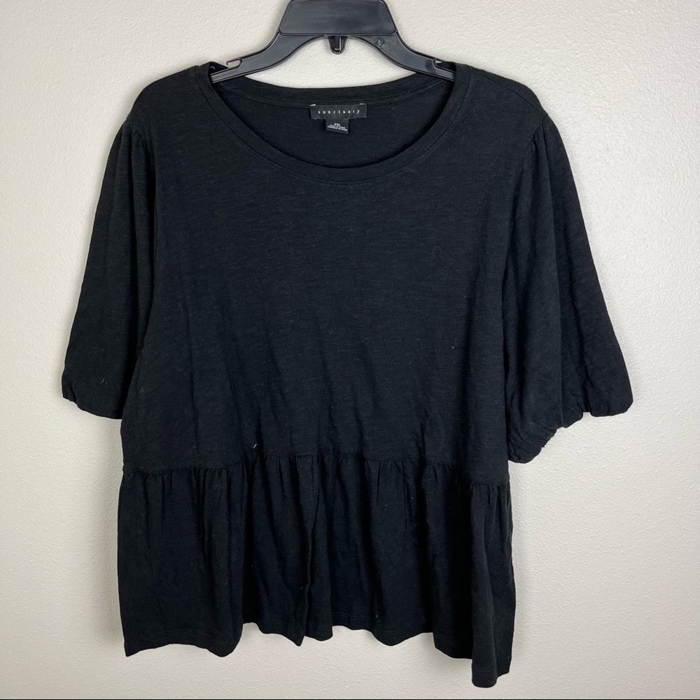 Sanctuary | Black Short Sleeve Peplum Top